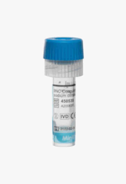 MiniCollect® Tube, 1ml, 9NC Coagulation Sodium Citrate 3.2% with Light Blue Cap
