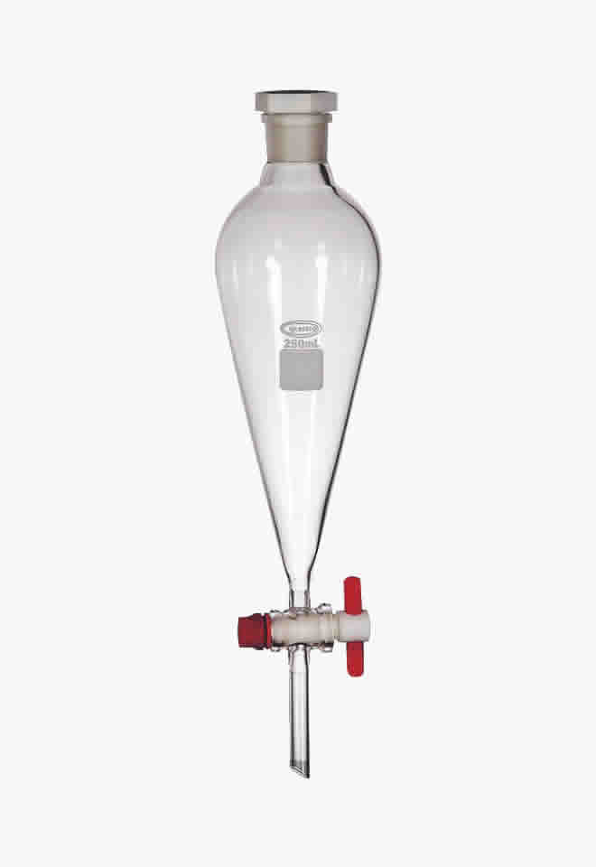 Squibb Shape Separating Funnel with PTFE Stopcock without Graduation, 250ml Squibb Shape Separating Funnel with PTFE Stopcock without Graduation, 250ml